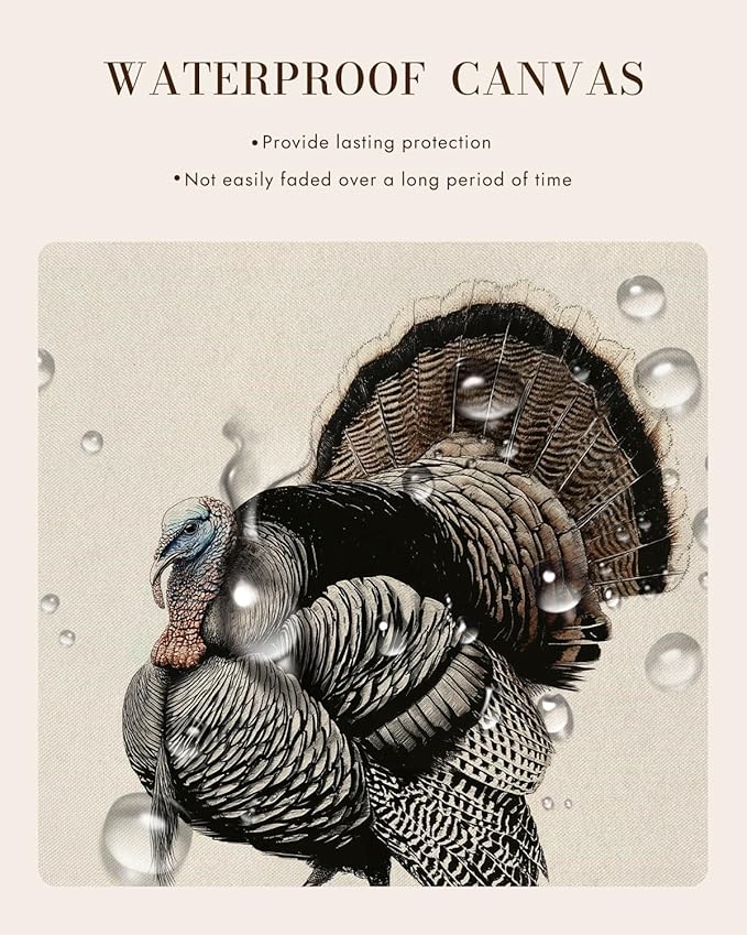Bzstyleart Vintage Wall Art Decor for Living Room, Sketch Turkey Thankgiving Wall Art, Canvas Picture Bedroom Decor Aesthetic, Rustic Autumn Harvest Bird Artwork, Thanksgiving Holiday 12 x 16 Inch