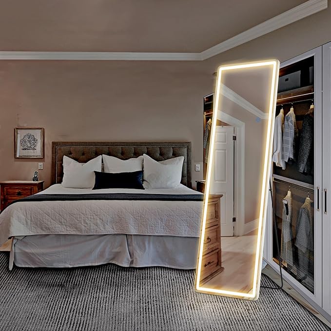 NEWBULIG Full Length Mirror, Full Body Floor Mirror with Aluminum Alloy Thin Frame, Wall or Standing Mirror for Bedroom, Living Room, Dressing Room