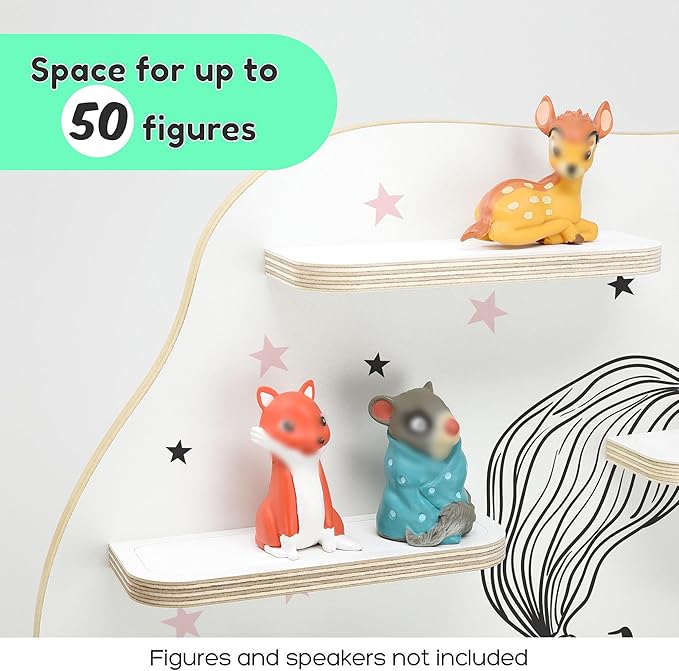 stadtecken Wooden Shelf for Music Box I Suitable for The Toniebox and ca. 50 Tonies I Perfect Storage in The Children's Room I for Setting up or Hanging (Large, Flower Princess)