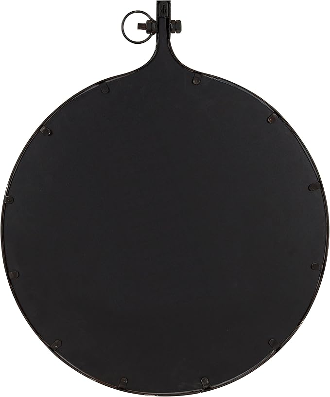 Kate and Laurel Yitro Round Industrial Rustic Metal Framed Wall Mirror, 23.5x28.5, Rustic Metal, Chic Industrial Accent Mirror for Wall