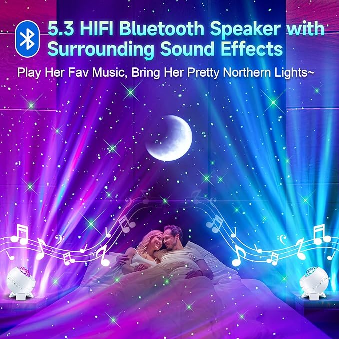 Sound Machine White Noise Machine for Sleeping, 15 Soothing Sounds & Bluetooth Speaker Aurora Light Projector, 15Colors White Noise Sound Machine for Sleep Therapy for Adults & Kids Red Light Lamp