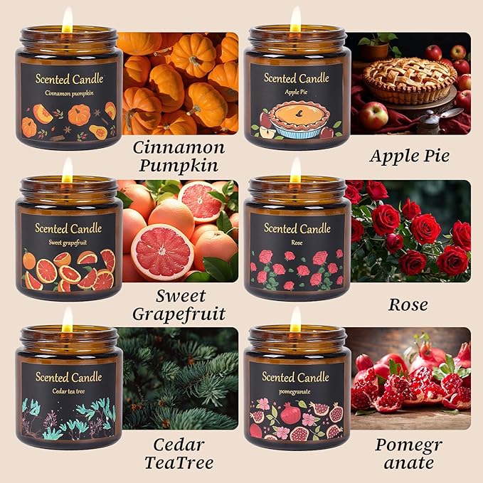 Candles for Home Scented, 6 Pack Scented Candles Gift Set for Women, 21 oz 150 Hour Long Lasting Soy Candle, Aromatherapy Candle Gifts for Her, Birthday, Valentine, Christmas, Anniversary Present
