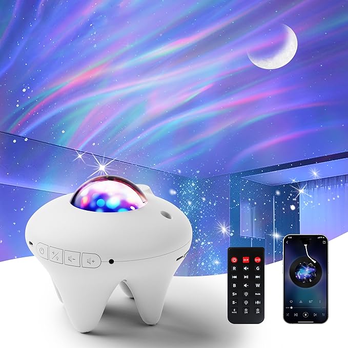 Galaxy Projector with Moon,Northern Galaxy Light Aurora Star Projector with Bluetooth Speaker Timer and Remote Control,Night Lights for Bedroom Decor, Gifts for Kids, Christmas,Birthday