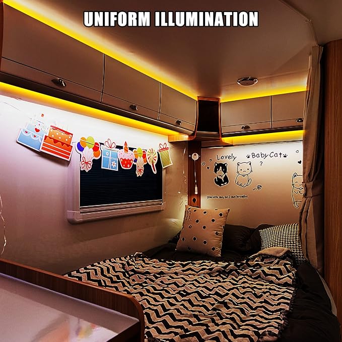 Tatazone 5V Yellow USB COB Led Strip Light with RF Remote, 4.92ft 2000K Dimmable USB Powered Amber COB Led Light Strip, Indoor COB Led Light for Cabinet, TV, Camping, Monitor, Showcase, Motorhome