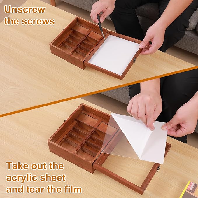 Anxiety Miniature Bookshelf with 200pcs Mini Books,Get rid of Your Anxiety Miniature Book Display Cabinet, Stress-Relief Bookshelf for Home Office Decor (Brown)