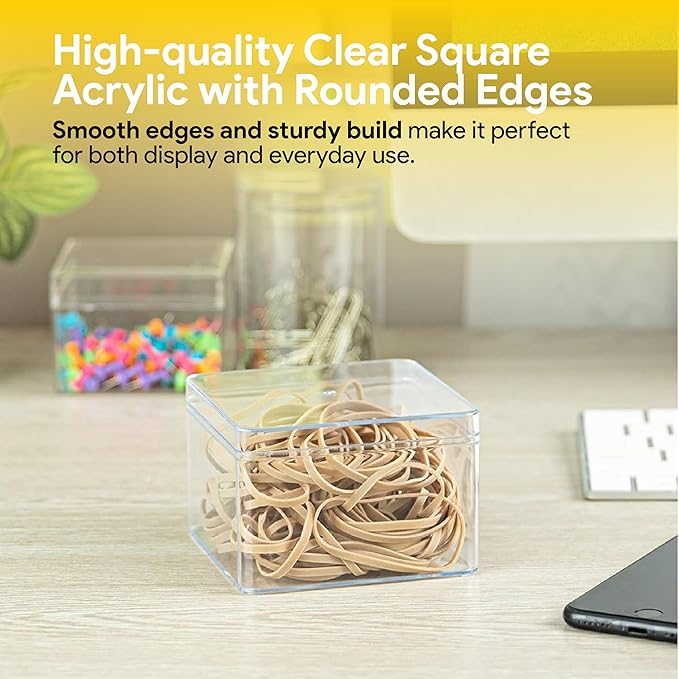 Hammont Acrylic Box - Party Favor Gift Boxes - Clear Cube with Rounded Edges for Gifts, Weddings, Treats, Candies & Accessories - Square Home Storage Boxes | 3.5”x3.5”x2.5 (12 Pack)