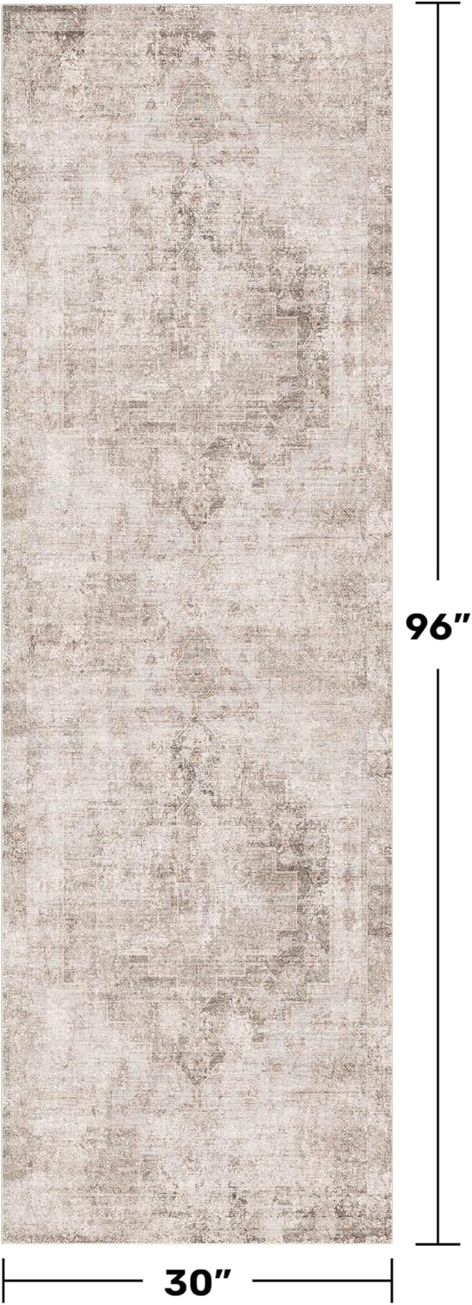 Beige Brown 2'6''x8' Bathroom Runner Rug, Washable Non-Slip 8ft Long Hallway Runner Rug for Entryway, Kitchen, Abstract Modern Home Décor