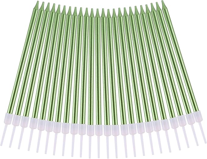PHD CAKE Green Long Thin Metallic Birthday Candles, Cake Candles, Birthday Parties, Wedding Decorations, Party Candles