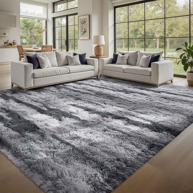 Zebra 6x9 ft Fuzzy Rug for Living Room,Black White Bedroom Area Rugs Non-Slip,Carpet for Nursery Kids PlayRoom Indoor Modern Plush Carpets