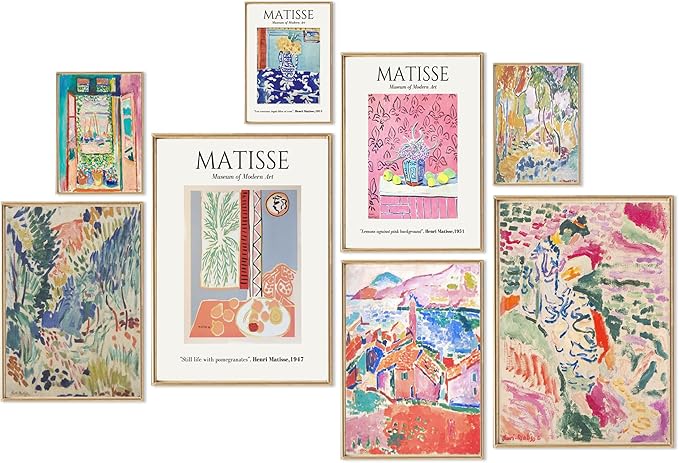 uniro Matisse Wall Art Prints, Matisse Eclectic Wall Decor, Henri Matisse Exhibition Posters for Room Aesthetic, Minimalist Abstract Vintage Gallery Canvas Paintings, Maximalist Eclectic Home Decor