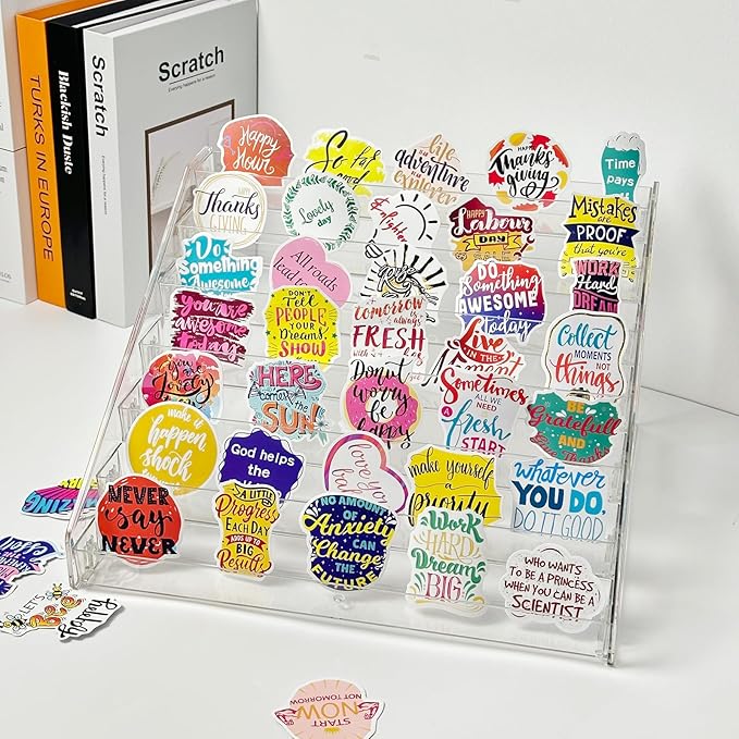 Card Display Stand, Acrylic Risers Greeting Card Display Sticker Holder, 7-Tier Clear Acrylic Shelves for PSA Graded Card,Baseball Sports Card and Postcard Sticker Display