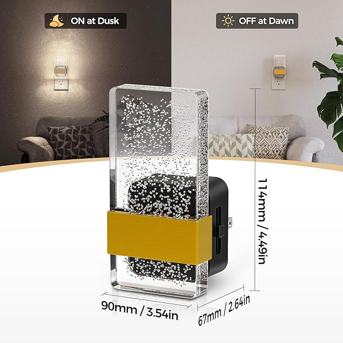 DORESshop LED Night Lights Plug into Wall, 0-100LM Dimmable Nightlight, Bubble Decorative Night Light, Dusk to Dawn Sensor, Wall Sconce-Style Design Nightlights for Bathroom, Hallway, 5000K