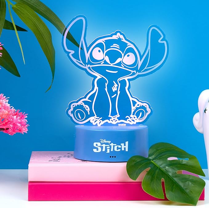 Get Trend Disney Stitch 3D Illusion Night Light for Kids, 16 Colors, 4 Lighting Modes, Dimmable, Dual Powered LED Desk Lamp with Remote Control, Bedroom Decor, Gifts for Boys, Girls (Multi Stitch)