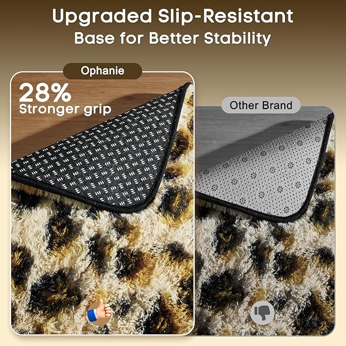 Ophanie Soft Fluffy Shaggy Rugs for Bedroom Living Room Dorm Nursery Home Decor Aesthetic,Color Leopard, Size 6x9