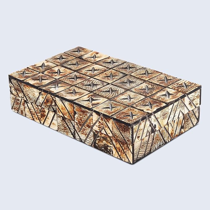 Handicrafts Home Decorative Keepsake Box 8x5 – Small Organizer Box with Lid, Boho Decorative Storage, Retro Memory Box, Unique Coffee Table Décor, Jewelry or Trinket Box, Modern Shelf Decorative Box