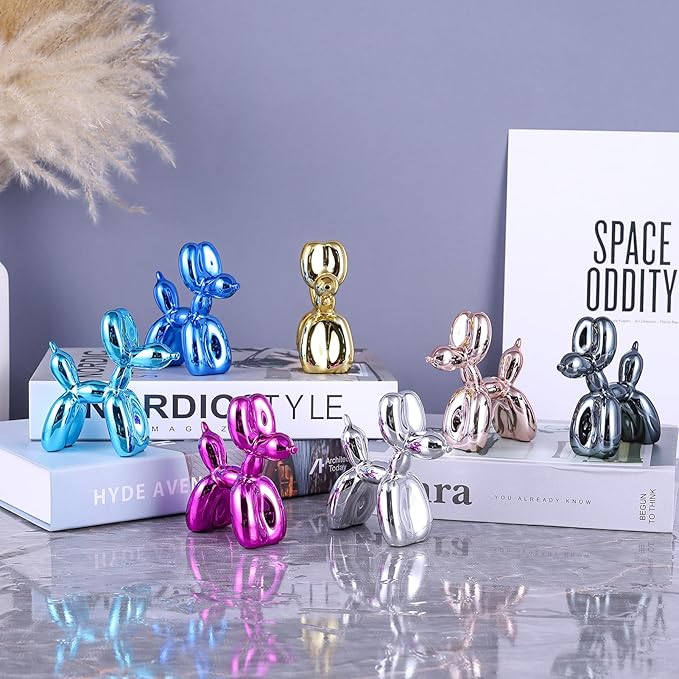 Silver Balloon Dog - Animal & Modern Sculpture Decor for Bedroom, Office & Preppy Room