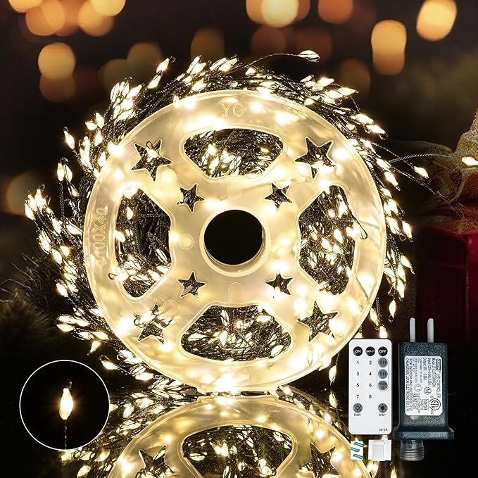 Dailyart Plug in 500 Led Fairy Lights with Remote 42Ft Fairy Lights with Timer Waterproof for Bedroom Wreath Party Window Wedding Decoration Warm White Black Wire