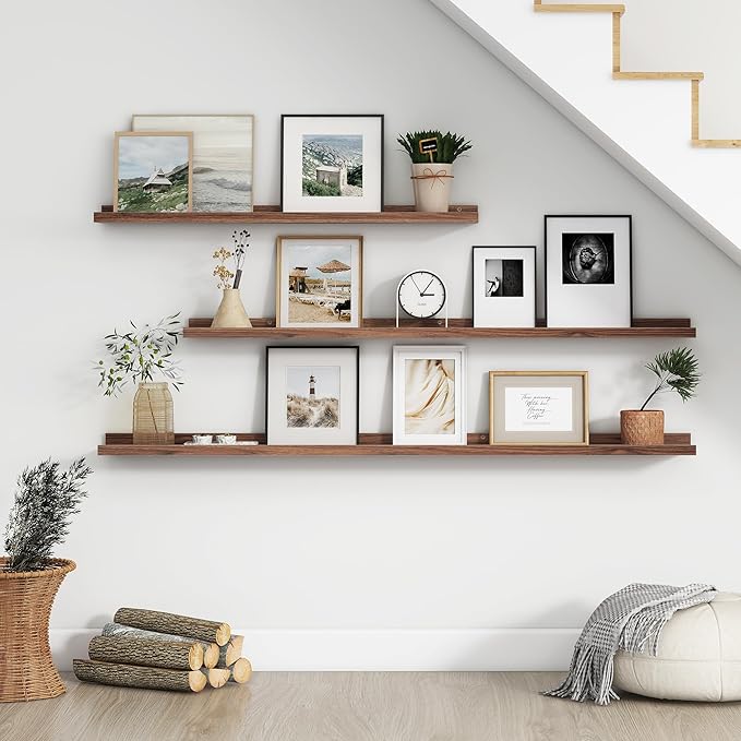 FLYJOE Floating Picture Ledge Shelves for Wall Set of 4, 24 Inch Wall Shelves with Lip Long Large Nursery Book Shelf for Toys Storage Kids Bookshelf Wall Mounted Living Room Bedroom Decor Frames