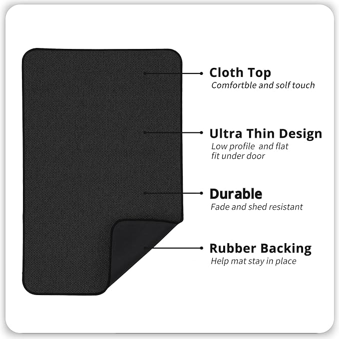 Bosap Bathroom Rugs Set 2 Pieces,Thin Bathroom Mats,Toilet Rugs,Quick Dry,Non-Slip,Machine Washable,Low Pile,Absorbent Bath Mats,Shower,Sink,Home Decor Accessories.Black,1'5"x2'3"+1'8"x2" U Shape