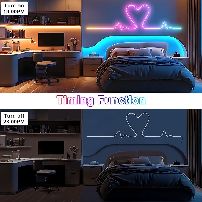Cozylady RGB Neon LED Rope Lights, Waterproof Bluetooth APP Remote Control Music Sync Strip Lights, 24V Flexible DIY Silicone Light for Bedroom Home Indoor Outdoor Decor (30M/100Ft)