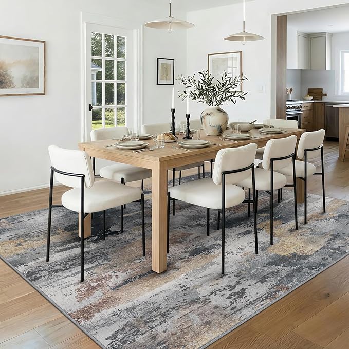 RELEANY Washable Area Rugs 6'x9' Non-Slip Modern Abstract Soft for Living Room Entryway Bedroom Nursery, Print Pattern, Charcoal Brown