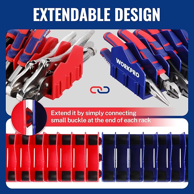 WORKPRO 2-Pack Plier Organizer Rack, Pliers Holder and Cutter Organizers with Non-Slip Rubber Base, 20-Slot Tool Box Organizer, Tool Drawer Organizer, Tool Storage, Plier Rack (Pliers Not Included)