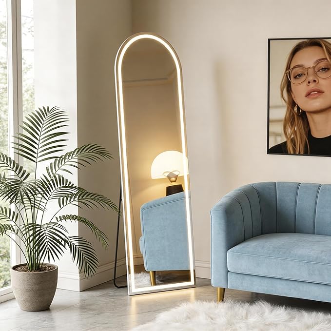 NEWBULIG Full Length Mirror, Full Body Floor Mirror with Aluminum Alloy Thin Frame, Wall or Standing Mirror for Bedroom, Living Room, Dressing Room