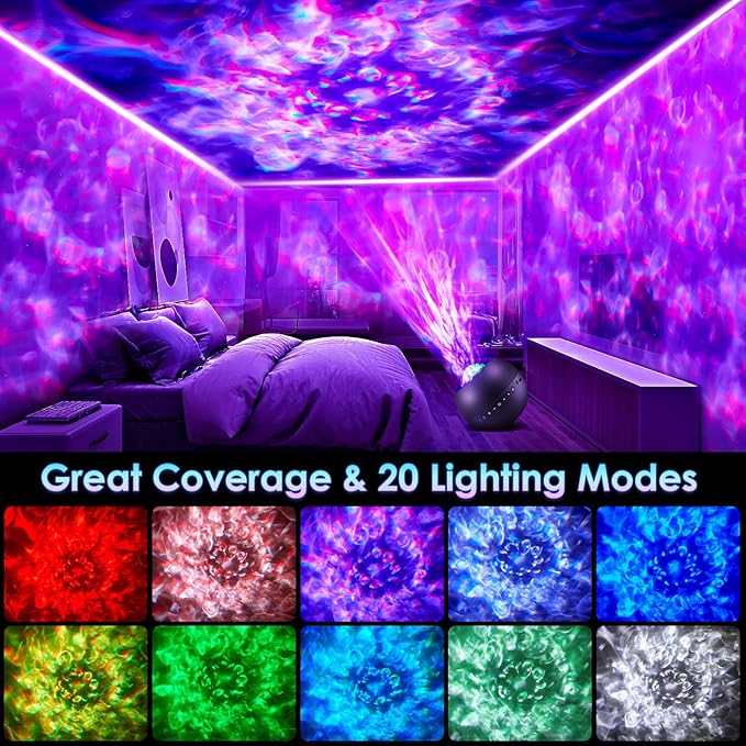 One Fire Galaxy Projector, Vibrant Galaxy Light Projector, White Noise & Bluetooth Room Lights for Bedroom,Remote Timer Kids Night Light,Cute Room Decor for Teen Girl Valentine's Day Gifts