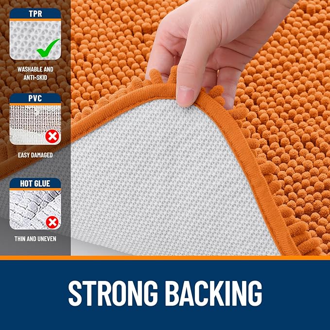 OLANLY Bathroom Runner Rugs 47x17, Extra Soft Absorbent Chenille Bath Rugs, Rubber Backing Quick Dry, Machine Washable Long Bath Mats for Bathroom Floor, Tub and Shower, Home Decor Accessories, Clay
