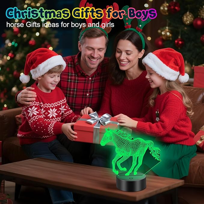 Linkax Horse Gifts for Girls, 3D Illusion Night Light Room Decor 16 Colors Change, Stocking Stuffers for Teen Girls Boys, Christmas Birthday Gifts for 6 7 8 9 10 11 12 Year Old Girl