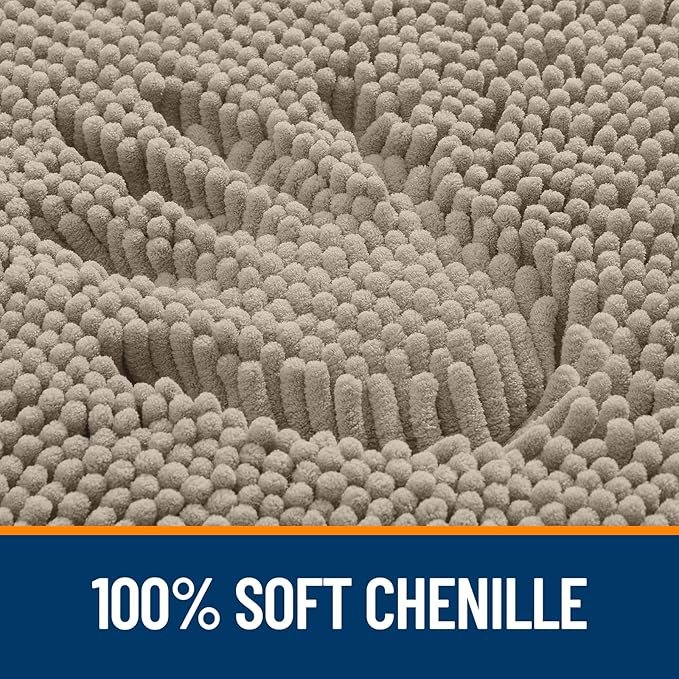 OLANLY Bathroom Rugs 34x21, Extra Soft Absorbent Chenille Bath Rugs, Rubber Backing Quick Dry, Machine Washable Bath Mats for Bathroom Floor, Tub and Shower, Home Decor Accessories, Warm Taupe