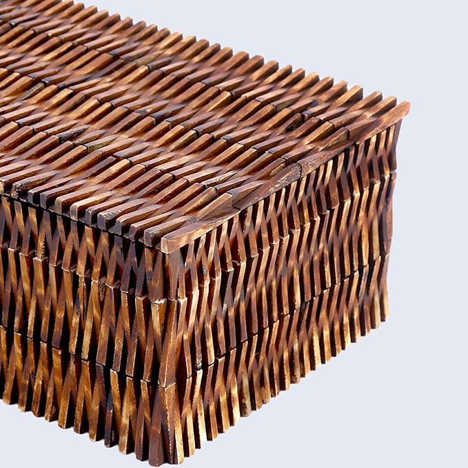 Handicrafts Home Large Decorative Storage Box with Lid – 12X8X5” Coffee Table Organizer, Keepsake- Decorative Boxes for Home Decor, Stylish Decorative Box for Office Decor-Mekong Lotus