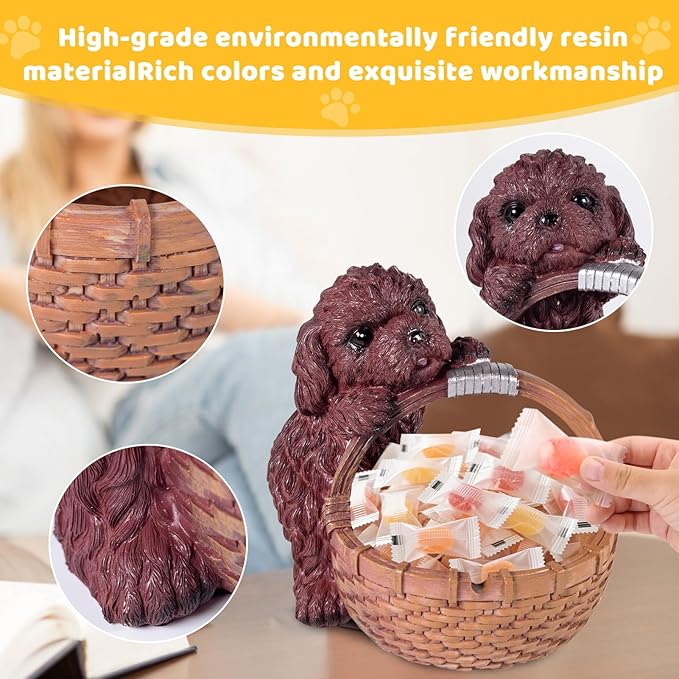 Dog Candy dish Candy bowl, key bowl for entryway table,Funny Dog Dish Key Holder Bowl,Statues for Office Desk Home Decor Entryway Table Decor Storage Basket (Teddy)