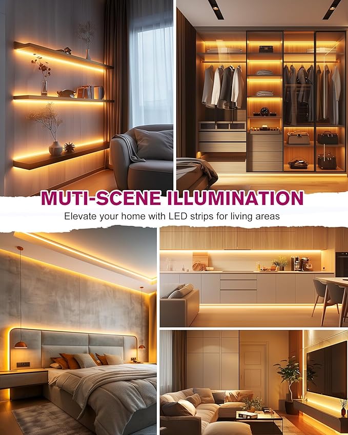 EMITEVER COB LED Strip Lights Warm White, 24V 2700K Tape Light Premium High Density 25ft, 300+Lumens/ft, 3600LEDs/Spool, Ra 90+, 3W/ft, UL Listed 5 Year Warranty (Power Supply Sold Separately)