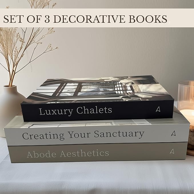 Array & Arrow Fake Decorative Books for Home Decor - Set of 3 Hardcover Faux Books for Storage, Modern, Stylish, and Minimalist Coffee Table Decor, Keepsake, Hidden Storage with Magnetic Closure