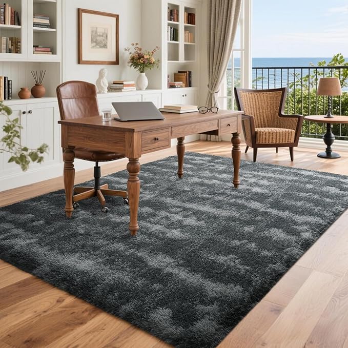 4x6 Feet Area Rugs for Bedroom,Grey Plush Fluffy Shaggy Living Room Rugs Non-Slip, Ultra Soft Carpet for Nursery Kids PlayRoom Dorm Office Indoor