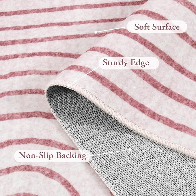 Lahome Abstract 6x9 Area Rugs, Soft Pink Rugs for Bedroom Girls, Ultra-Thin Non Slip Washable Throw Large Carpet for Living Room Dining Room Office Darrell (6'x9',Pink)