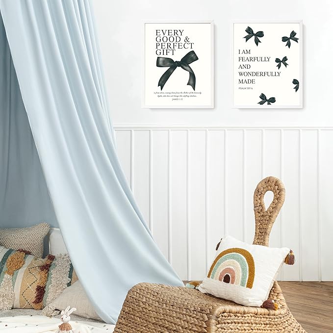 LARTSFRO Coquette Black Bow Bible Wall Art Decor Posters, Black Bow Room Bedroom Bathroom Dorm Wall Art Decor Aesthetic for Teen Girls Gifts, Inspirational Bible Verses Bow Wall Decor, 12x16 Inch Set of 4 Pcs Bow Pictures (UNFRAMED)