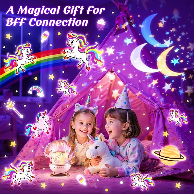 Night Light for Kids, 315 Light Modes+15 Films Unicorn Toys,15 Sound Machine Baby,Unicorn Toys for Girls Age 4-6,360°Rotate+Remote Star Light Projector for Kids Room Decor,Birthday Gift for Girl 5 7 8