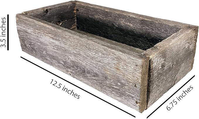 Decorative Barnwood Box | Authentic Rustic Weathered Wood Box for Table Decoration, Weddings, Parties, and Home (Weathered Gray)