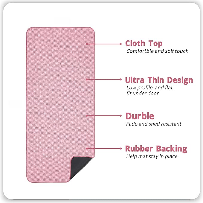 Bosap Bath Mat,Ultra Thin Bathroom Runner Rugs,Large Bath Mats for Bathroom,Quick Dry,Non-Slip,Machine Washable,Low Pile,Bath Rug,Shower Outside,Sink,Home Decor Accessories.Pink,3'x6'(36x72inch)