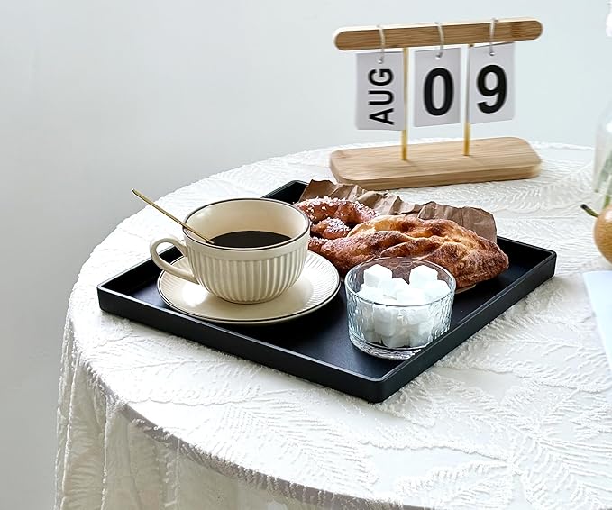 Versatile Black Square Tray - 11 Inch Organizer Decorative Tray for Bathroom Vanity, Coffee Table, Dresser & Kitchen Countertop - Black Catch-All Tray for Home Decor, Jewelry, Makeup & Snacks