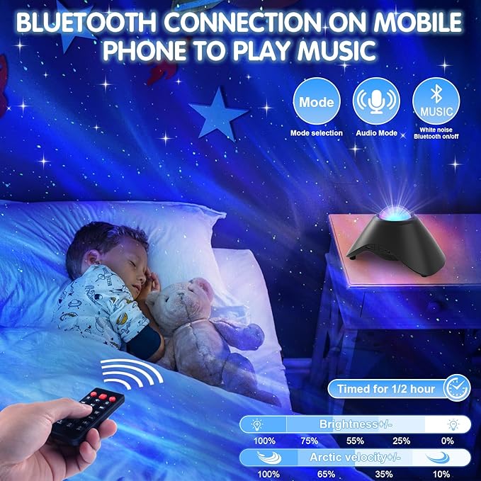 Galaxy Projector,Northern Galaxy Light Aurora Star Projector with Bluetooth Speaker Timer and Remote Control,Night Lights for Bedroom Room Decor, Gifts for Kids, Adults, Christmas, Birthday