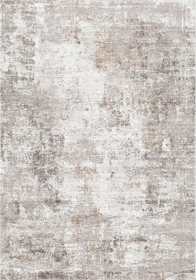 2x12 ft Long Hallway Runner Rug - Non-Slip Washable Soft Carpet Runners for Kitchen Hall Entryway Bathroom, Modern Abstract Neutral Low Pile Thin Stain-Resistant Floor Runner with Rubber Backing