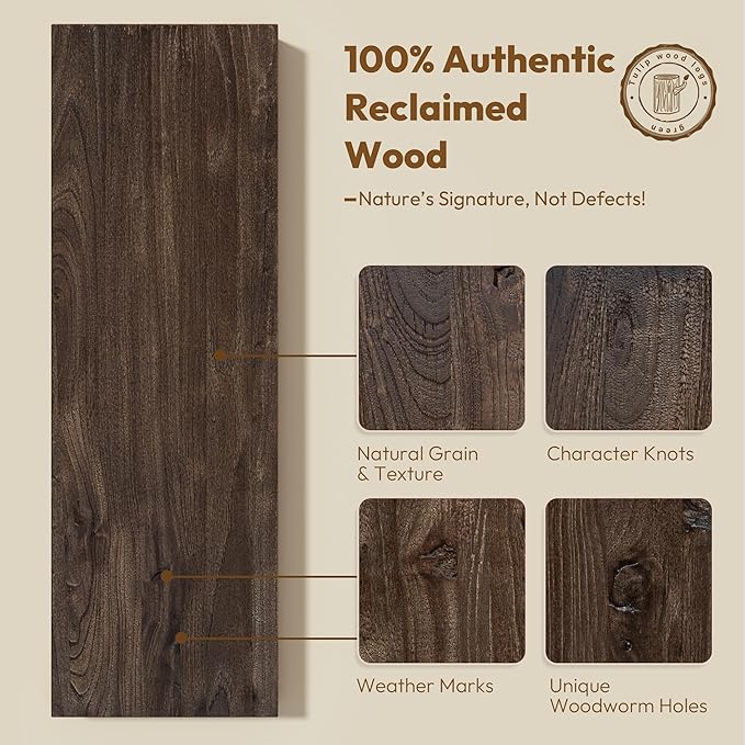Vivelove Elm Wood Floating Shelves, Wooden Shelves for Wall with Invisible Bracket for Living Room Bedroom Bathroom Office Book, Rustic Farmhouse Display Shelf, 55 Inch Set of 1- Dark Walnut