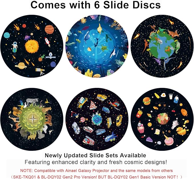 Galaxy Projector Disc – Ultra HD Projector Slide, Compatible Galaxy Projectors and Model SKE-TKQ01 & BL-DQY02 Projectors – 6 Disc Set