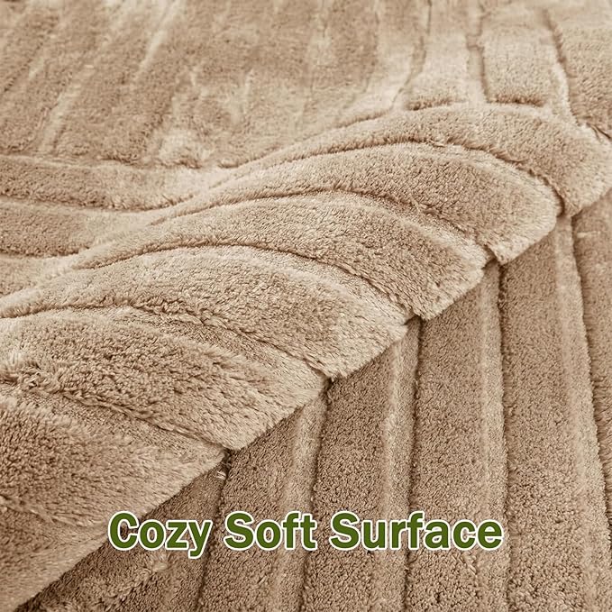 Brown 5x7 Solid Color Area Rugs – Washable Living Room Rug, Modern Geometric Non-Slip Indoor Carpet with Soft High-Low Pile, Fluffy Floor Rugs for Bedroom, Kids Room, Nursery, Home Décor