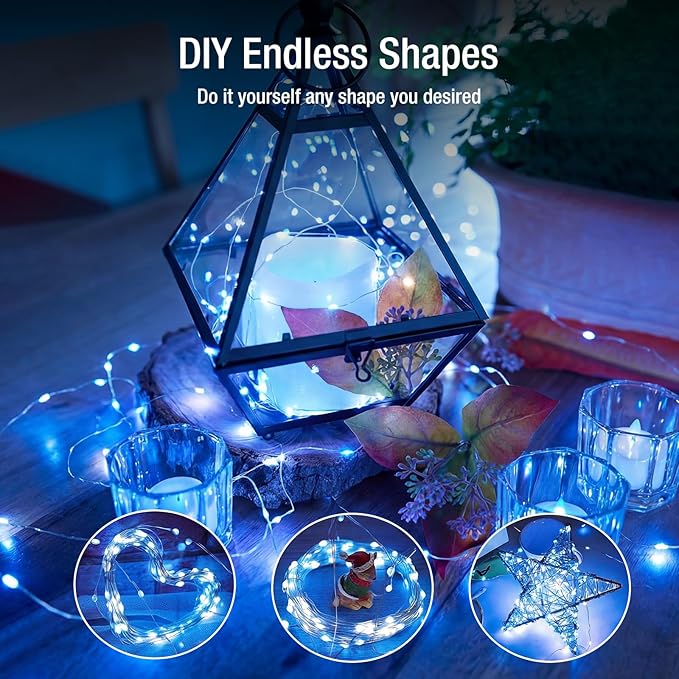 6 Pack Fairy Lights Battery Operated - 7ft 20 Led Twinkle Lights 3 Modes, Bulk Mini String Lights Waterproof for Mason Jars Vases DIY Party Wedding Decoration Christmas -Blue and White