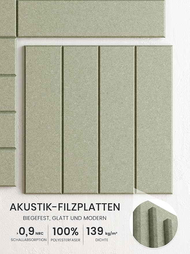 Bumusty Large Cork Board Alternative-36 x 24" Felt Bulletin Board Tiles, with 30 Pushpins, 40 Adhesive Tabs, Bold-Stripe 6-Pack, Cork Boards for Office Push Pin Board Felt Board-Sage