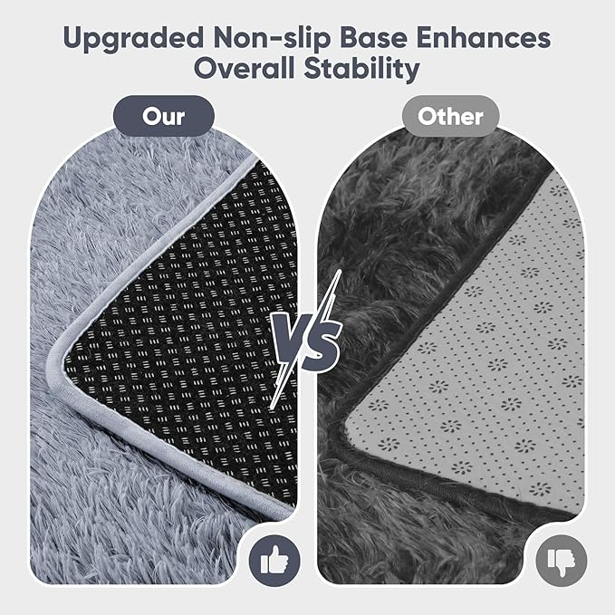 Area Rug for Living Room Bedroom: 4x6 Grey Soft Fluffy Shag Upgrade Non-Slip High Pile Carpet Large Fuzzy Plush Indoor Floor Decor Shaggy Rug for Kid Boys Girls Dorms Playroom Nursery Modern Home